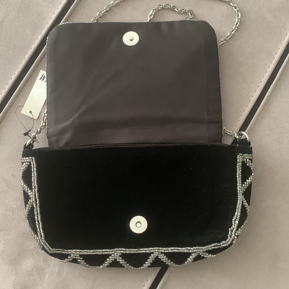 NWT H & M Black Beaded Shoulder Bag - Picture 7 of 17